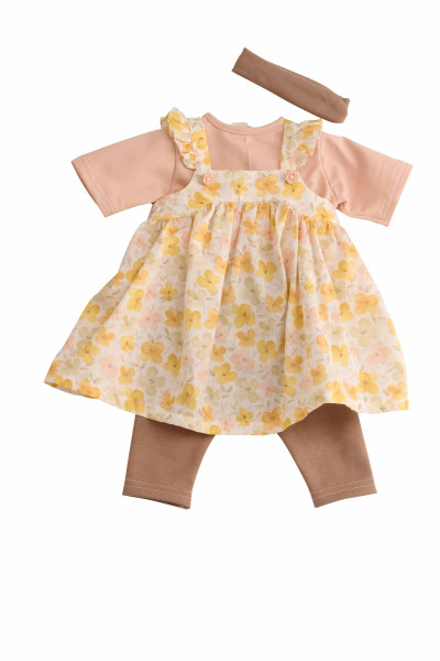 Kleidung zu Puppe 52 cm Elli/Klara/Julchen Blumenkleid gelb/rose